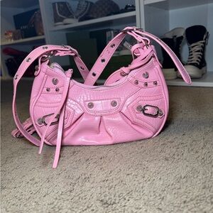 EGO Pink Shoulder Bag with Ruched Design